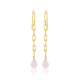 Aqua Chalcedony and Rose Quartz Dangle Earrings