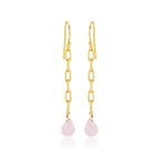 Aqua Chalcedony and Rose Quartz Chain Earrings - La Vitá Jewels