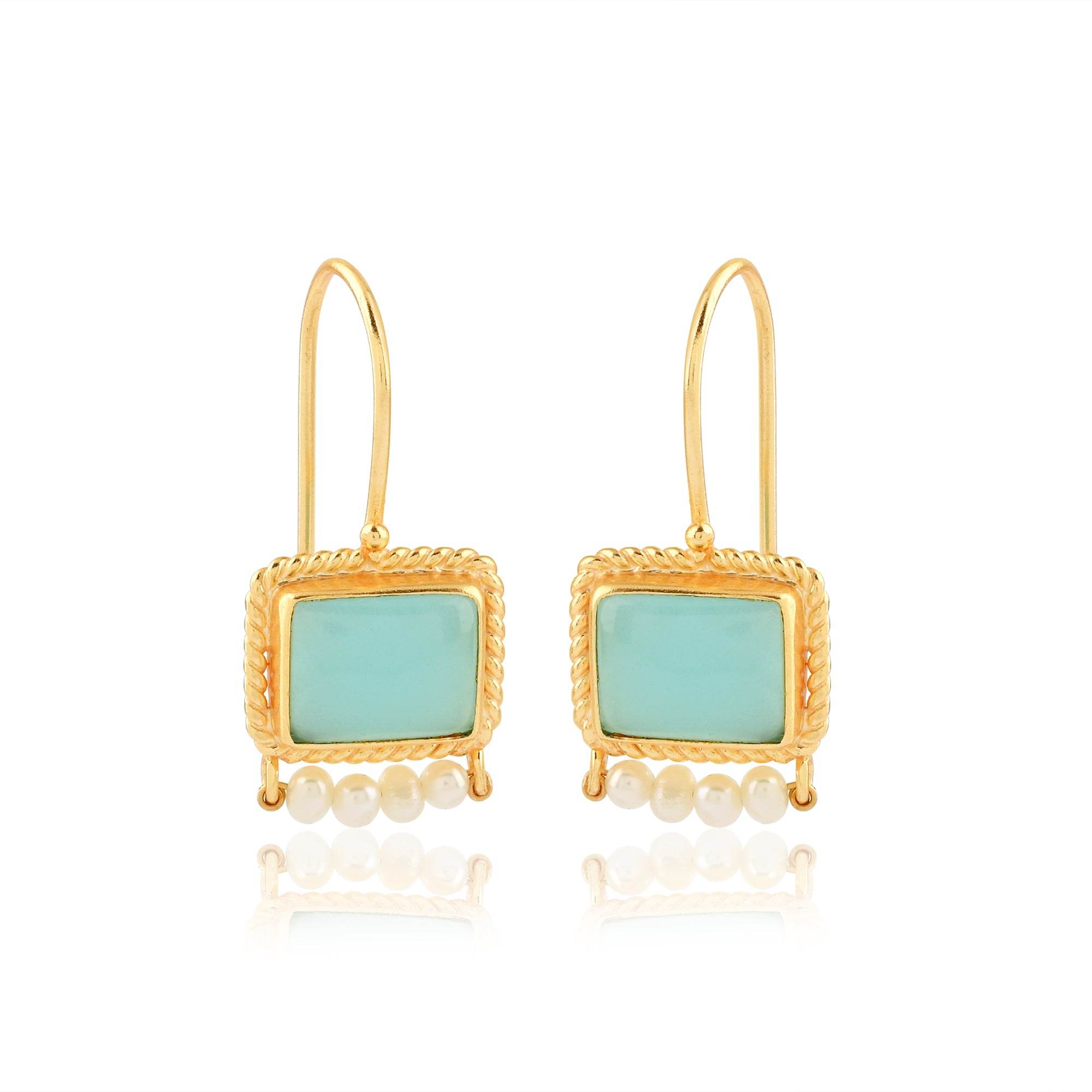 Princess Aqua and Pearl Earrings - La Vitá Jewels