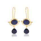 Lapis Lazuli with Natural Pearl Earrings - La Vitá Jewels