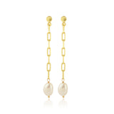Baroque Pearl with Paper Clip Chain Dangle Earring
