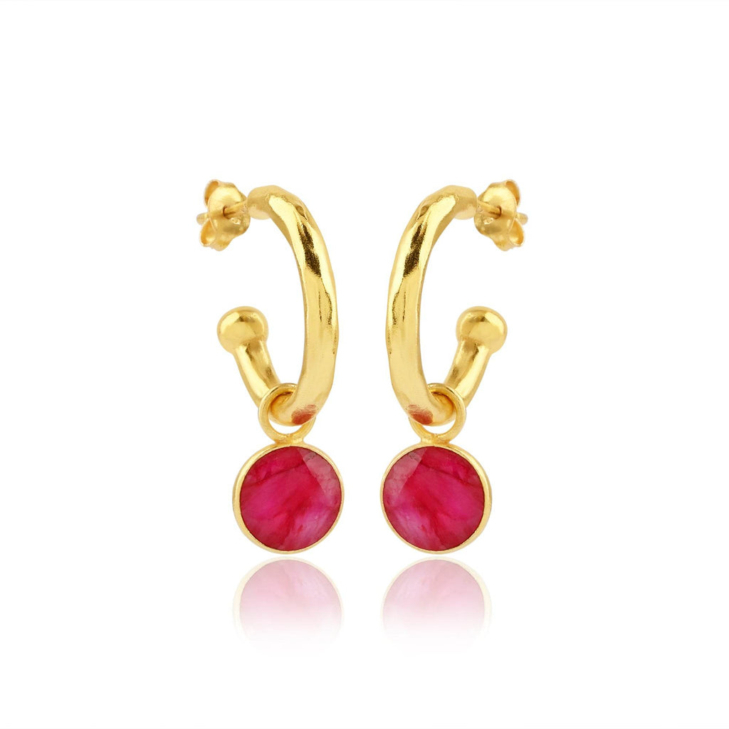 Betty Hoops Pink Quartz and Amazonite Gemstone - La Vitá Jewels