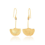 Biloba-Gingko Leaf with Labradorite Dangle Earrings - La Vitá Jewels