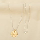 Birds Texture with Gold Tone Necklaces