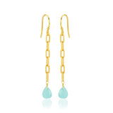 Aqua Chalcedony and Rose Quartz Dangle Earrings