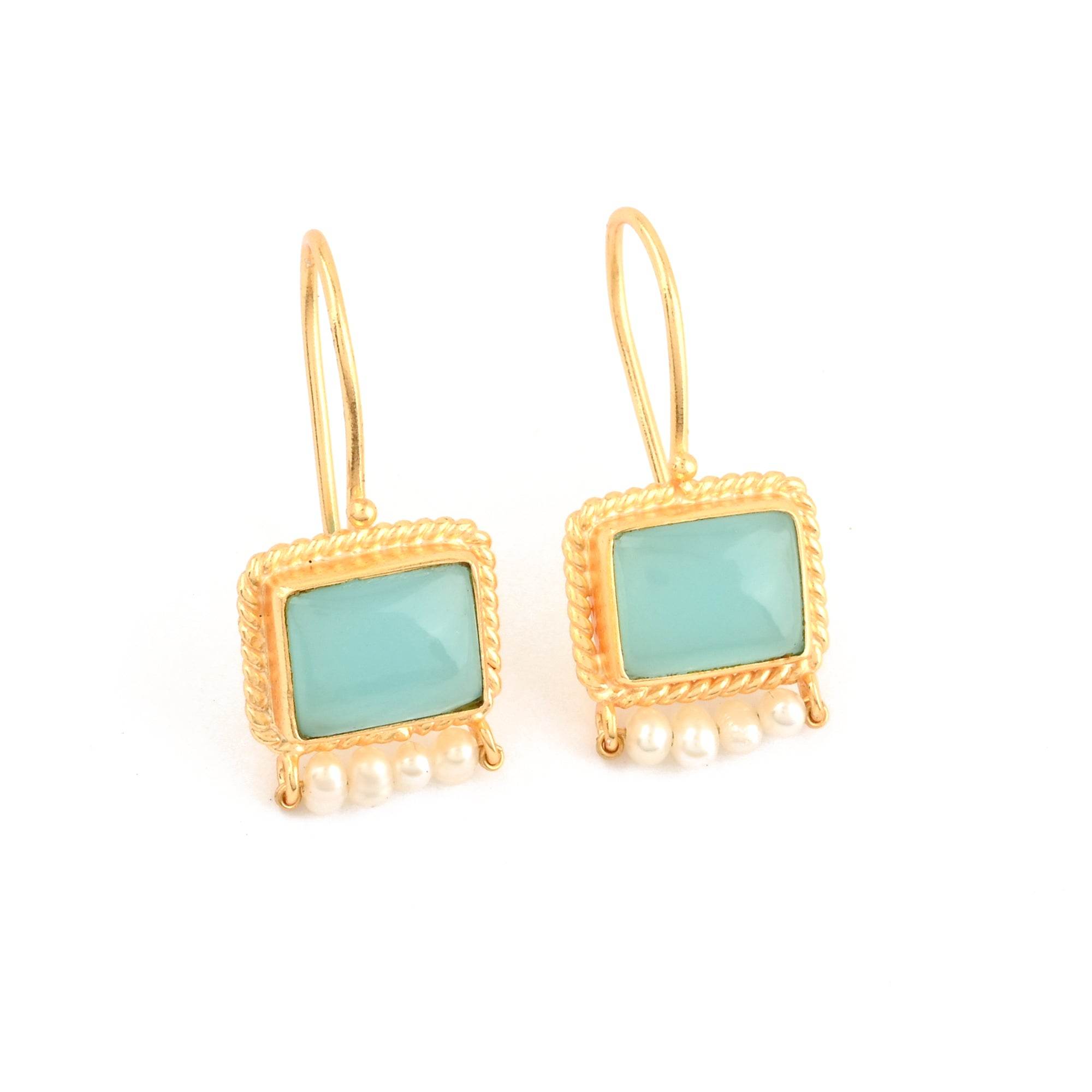 Princess Aqua and Pearl Earrings - La Vitá Jewels