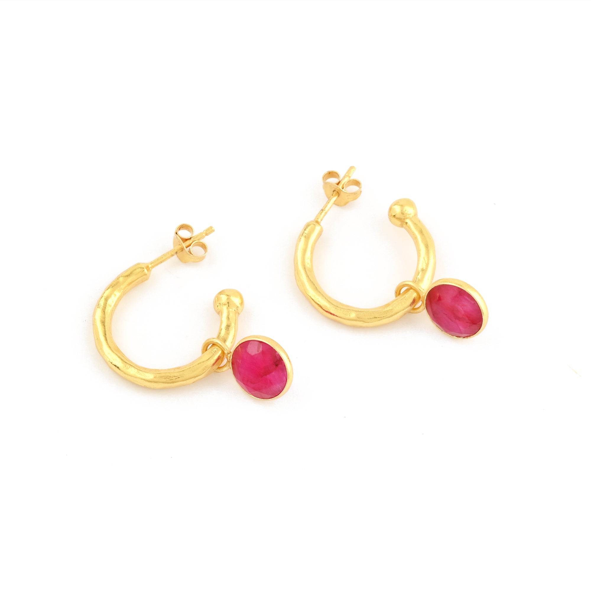 Betty Hoops Pink Quartz and Amazonite Gemstone - La Vitá Jewels