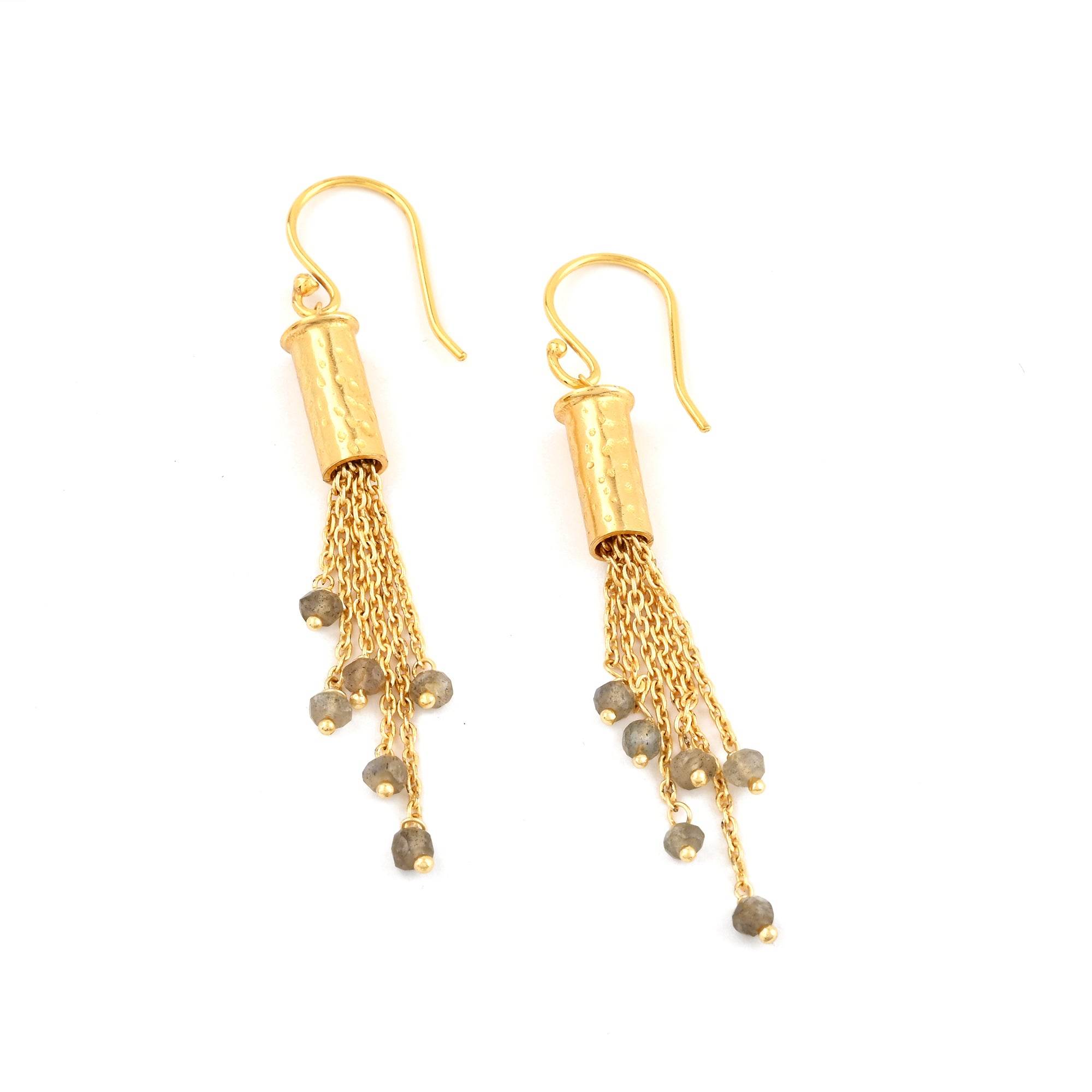 Labradorite Beads Fringe Dangle Earrings - La Vitá Jewels