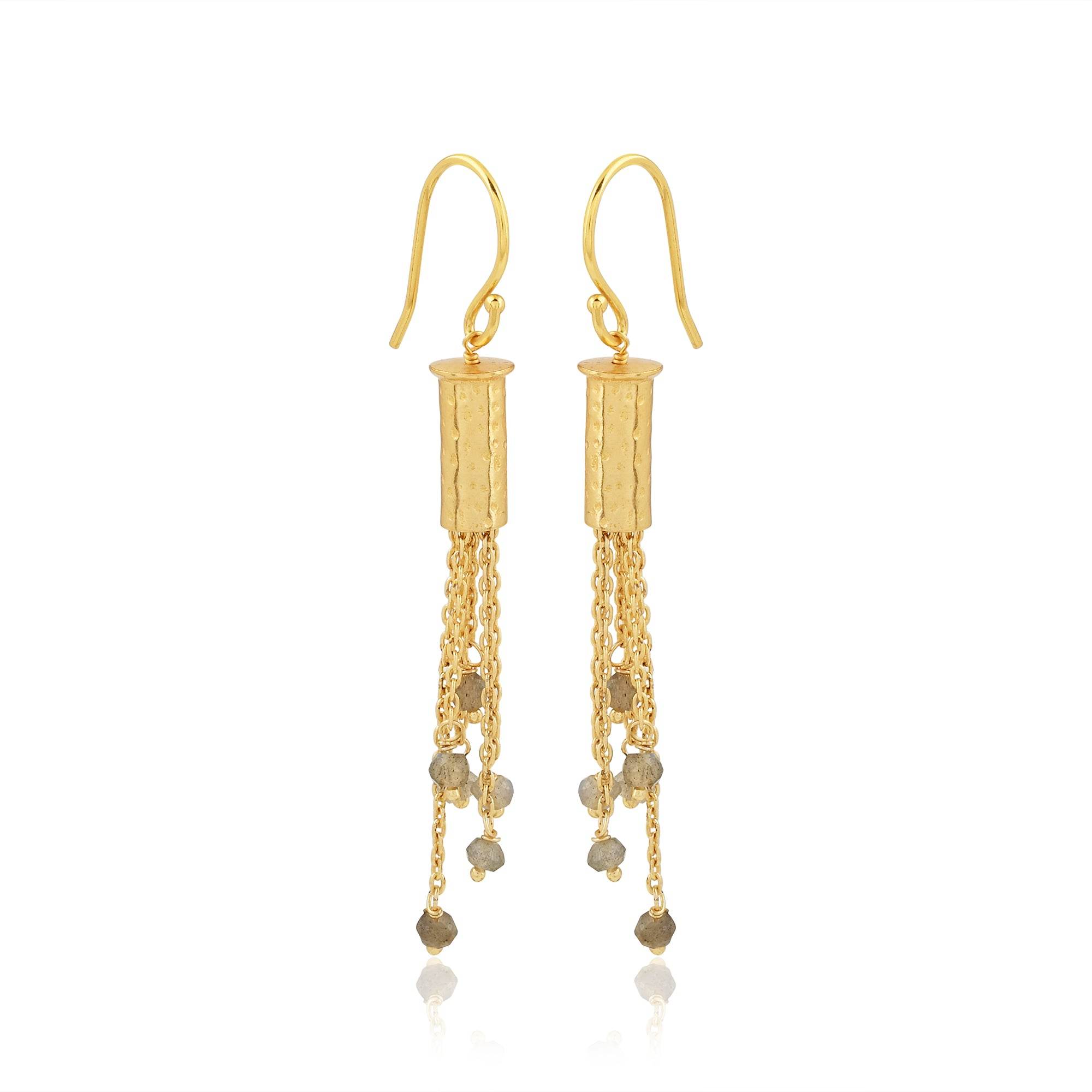 Labradorite Beads Fringe Dangle Earrings - La Vitá Jewels