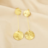 Double Round Disc Hammered Earrings