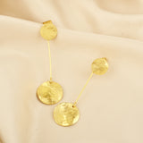 Double Round Disc Hammered Earrings