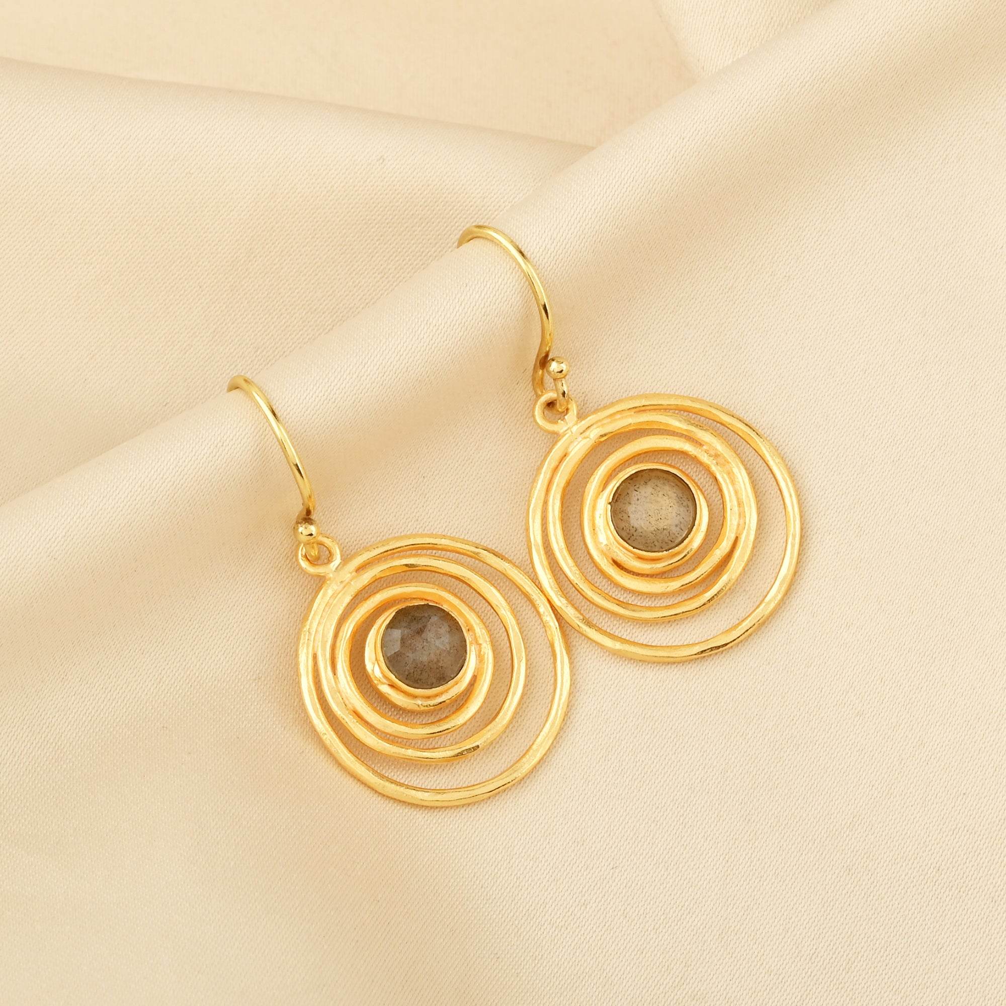 Spiral Shape Labradorite Dangle Earrings - La Vitá Jewels