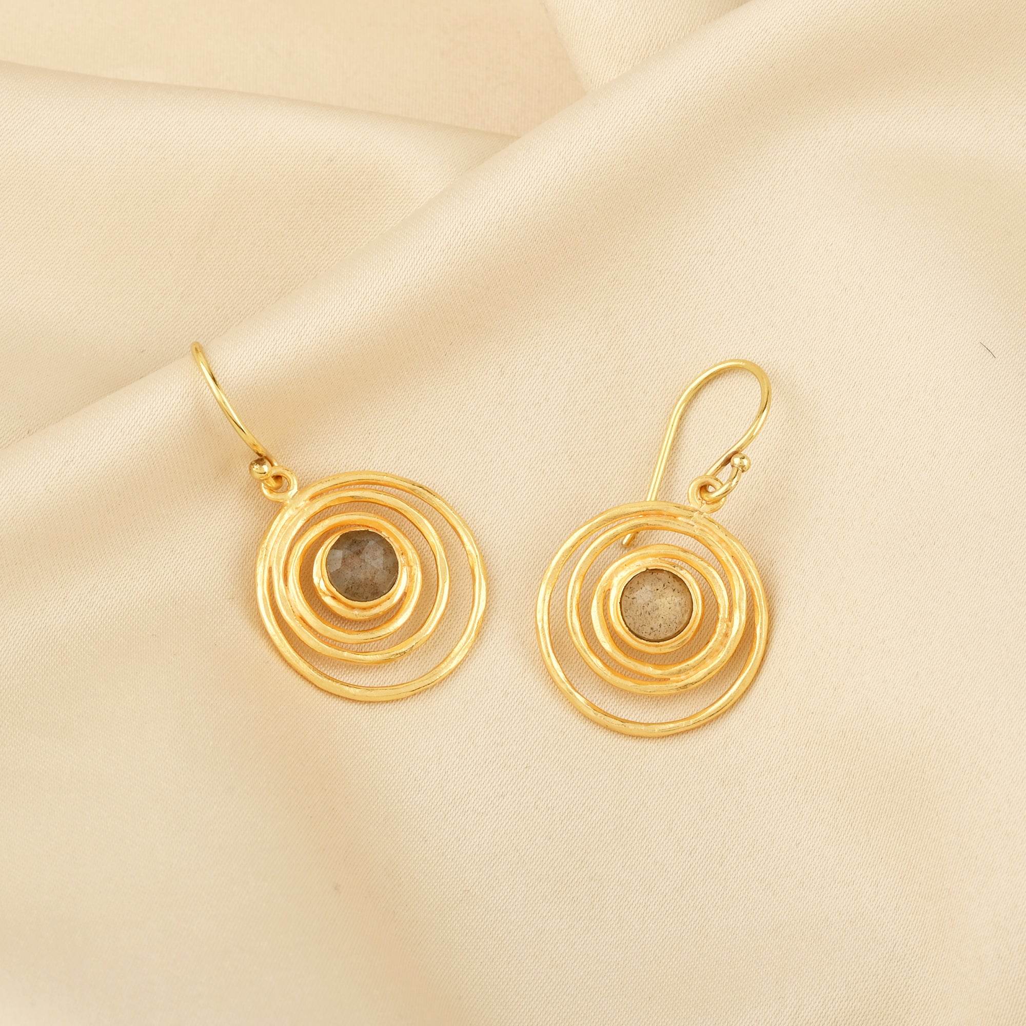 Spiral Shape Labradorite Dangle Earrings - La Vitá Jewels