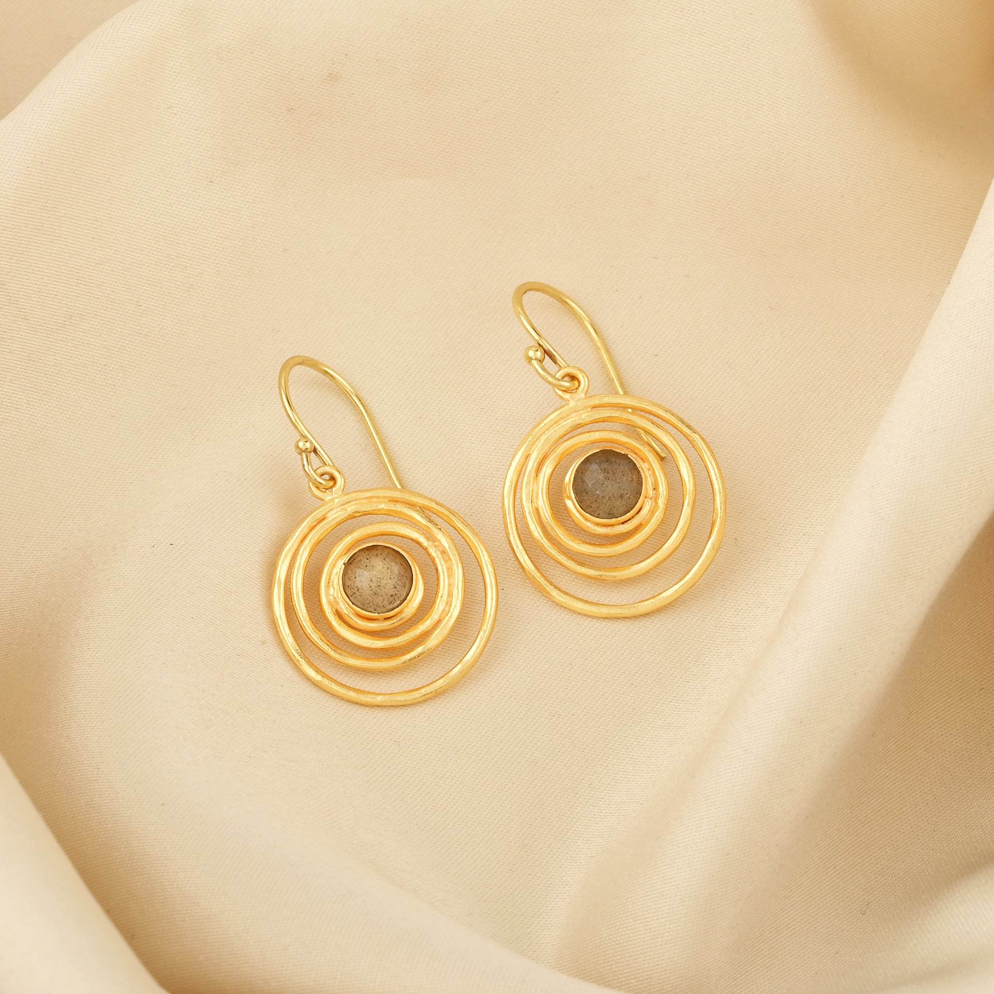 Spiral Shape Labradorite Dangle Earrings - La Vitá Jewels