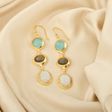 Tarang Aqua, Labradorite, and Rainbow Earrings