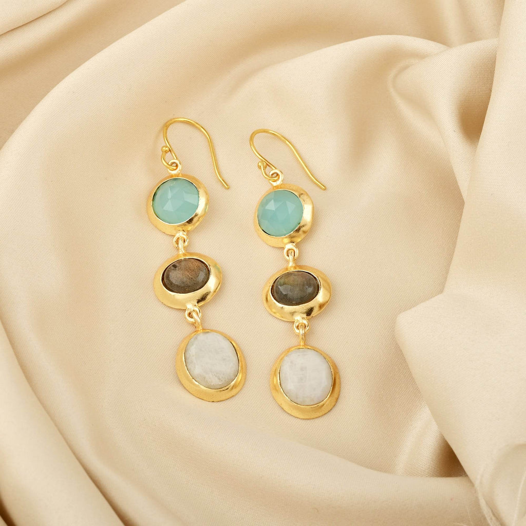 Tarang Aqua, Labradorite, and Rainbow Earrings - La Vitá Jewels
