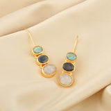 Rainbow, Labradorite, and Amazonite Earrings