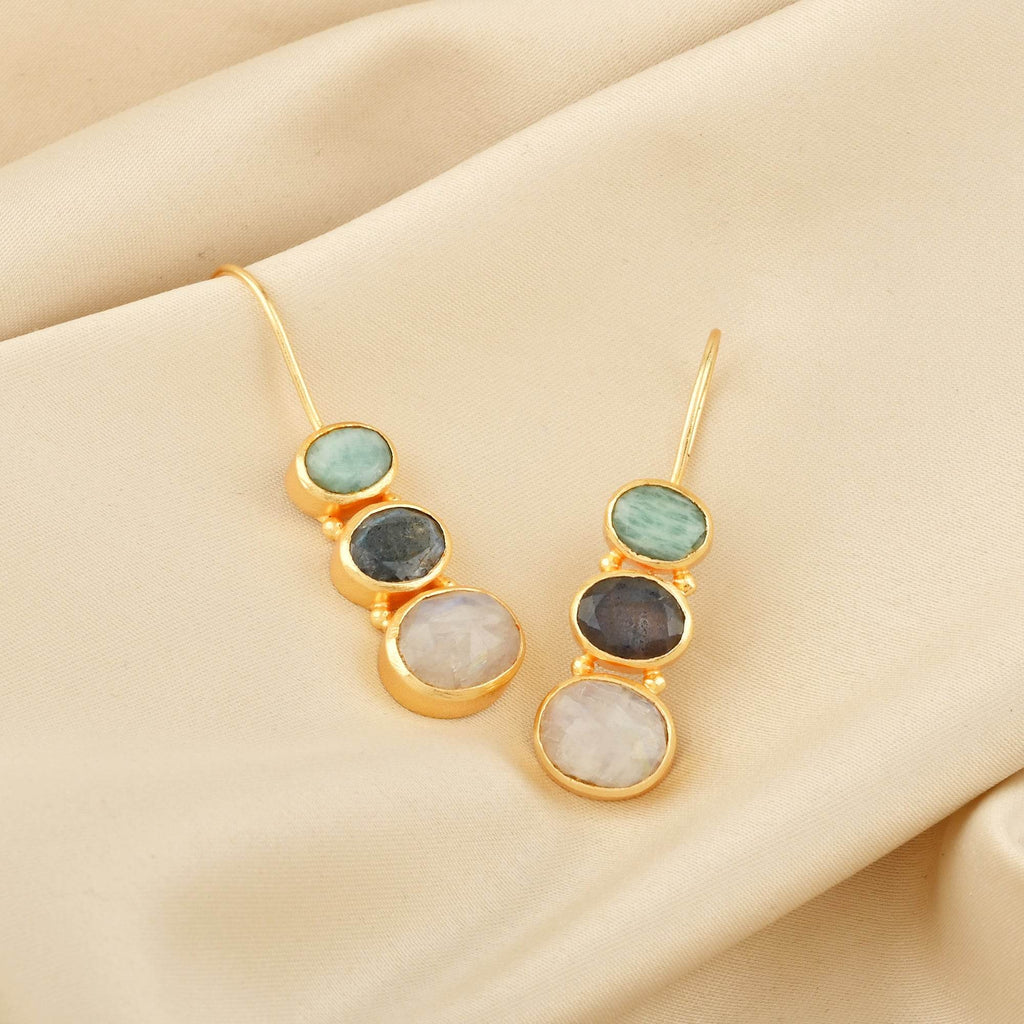 Rainbow, Labradorite, and Amazonite Earrings - La Vitá Jewels