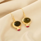 Green Tourmaline and Ruby Dangle Earrings - La Vitá Jewels