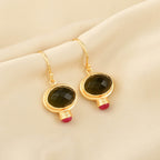 Green Tourmaline and Ruby Dangle Earrings - La Vitá Jewels