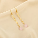 Aqua Chalcedony and Rose Quartz Dangle Earrings