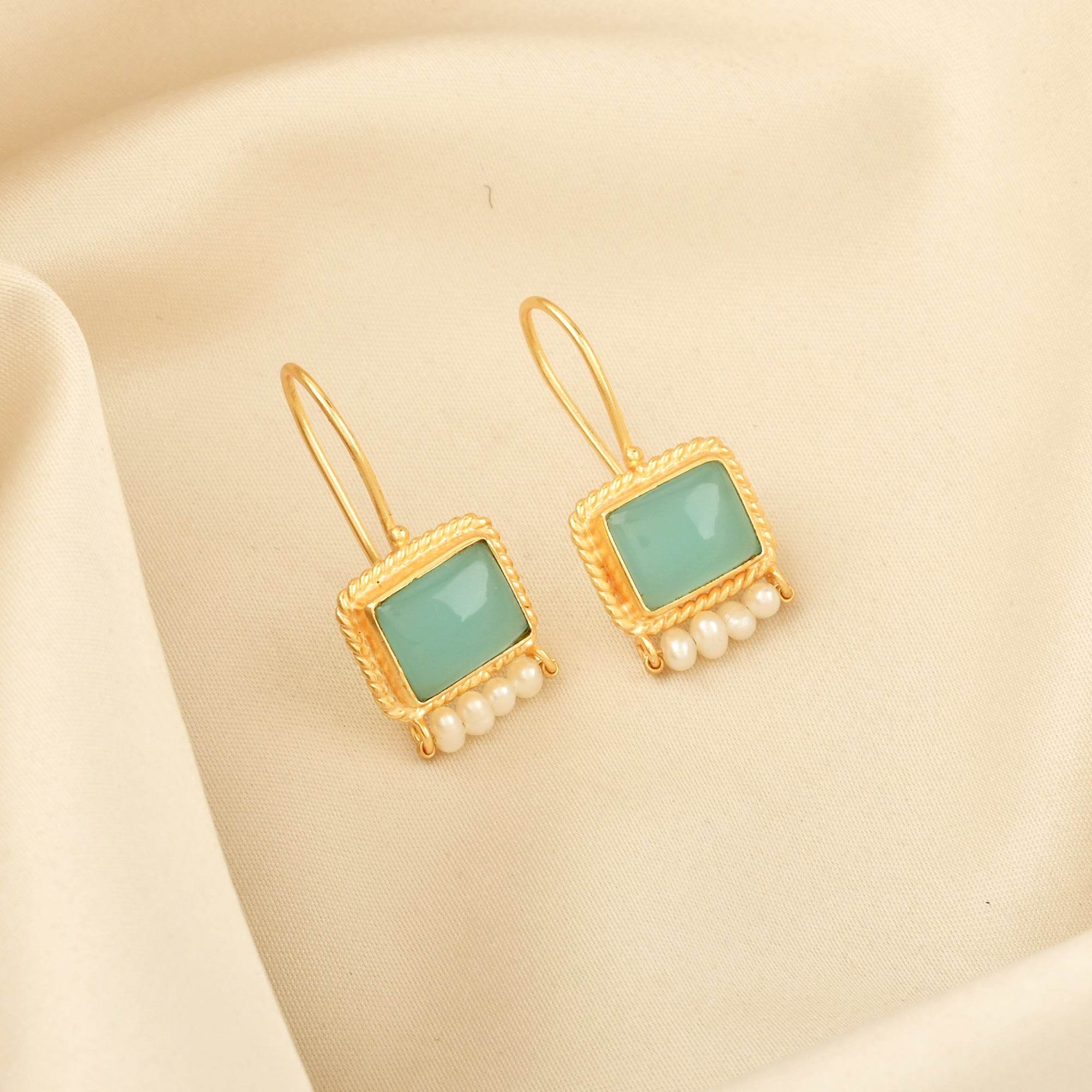 Princess Aqua and Pearl Earrings - La Vitá Jewels