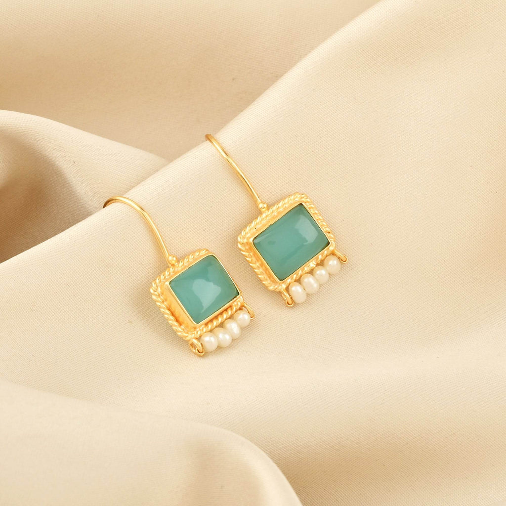 Princess Aqua and Pearl Earrings - La Vitá Jewels