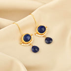 Lapis Lazuli with Natural Pearl Earrings - La Vitá Jewels