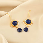 Lapis Lazuli with Natural Pearl Earrings - La Vitá Jewels
