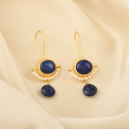 Lapis Lazuli with Natural Pearl Earrings - La Vitá Jewels