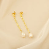 Baroque Pearl with Paper Clip Chain Dangle Earring