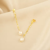 Baroque Pearl with Paper Clip Chain Dangle Earring