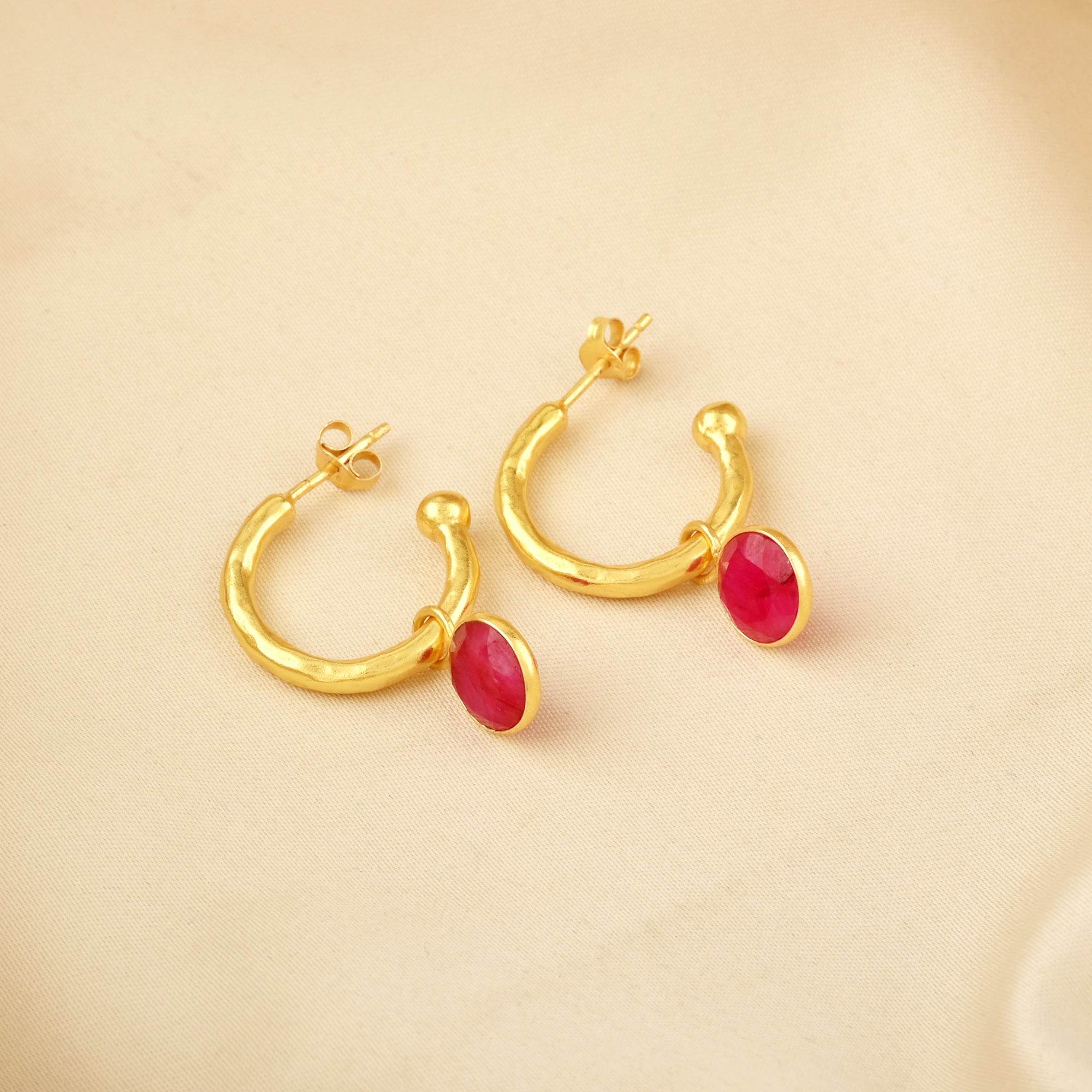 Betty Hoops Pink Quartz and Amazonite Gemstone - La Vitá Jewels