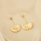 Biloba-Gingko Leaf with Labradorite Dangle Earrings - La Vitá Jewels