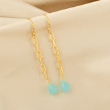 Aqua Chalcedony and Rose Quartz Dangle Earrings