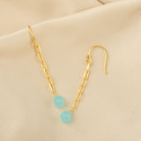 Aqua Chalcedony and Rose Quartz Dangle Earrings