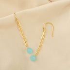 Aqua Chalcedony and Rose Quartz Chain Earrings - La Vitá Jewels