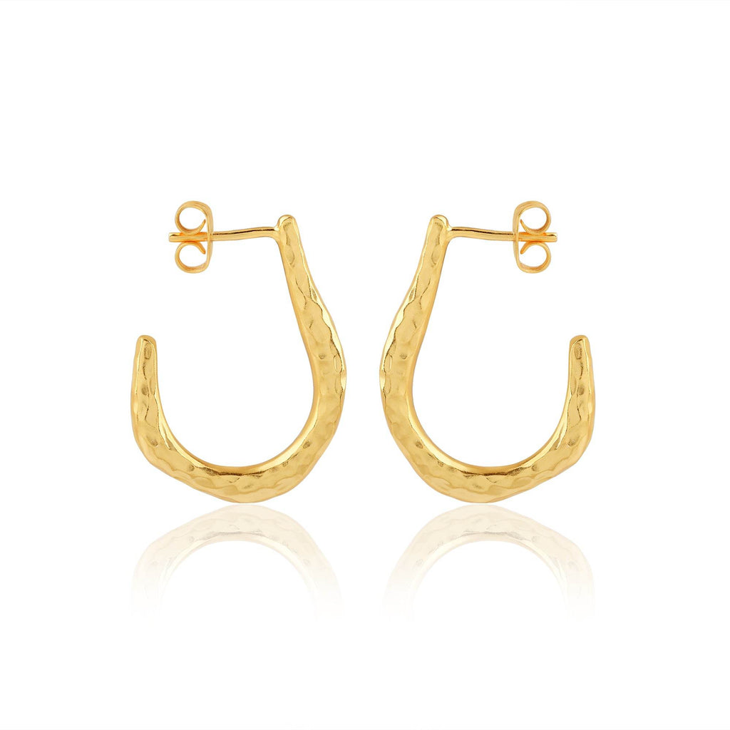 Hammered Drop shape Hoop Earrings - La Vitá Jewels