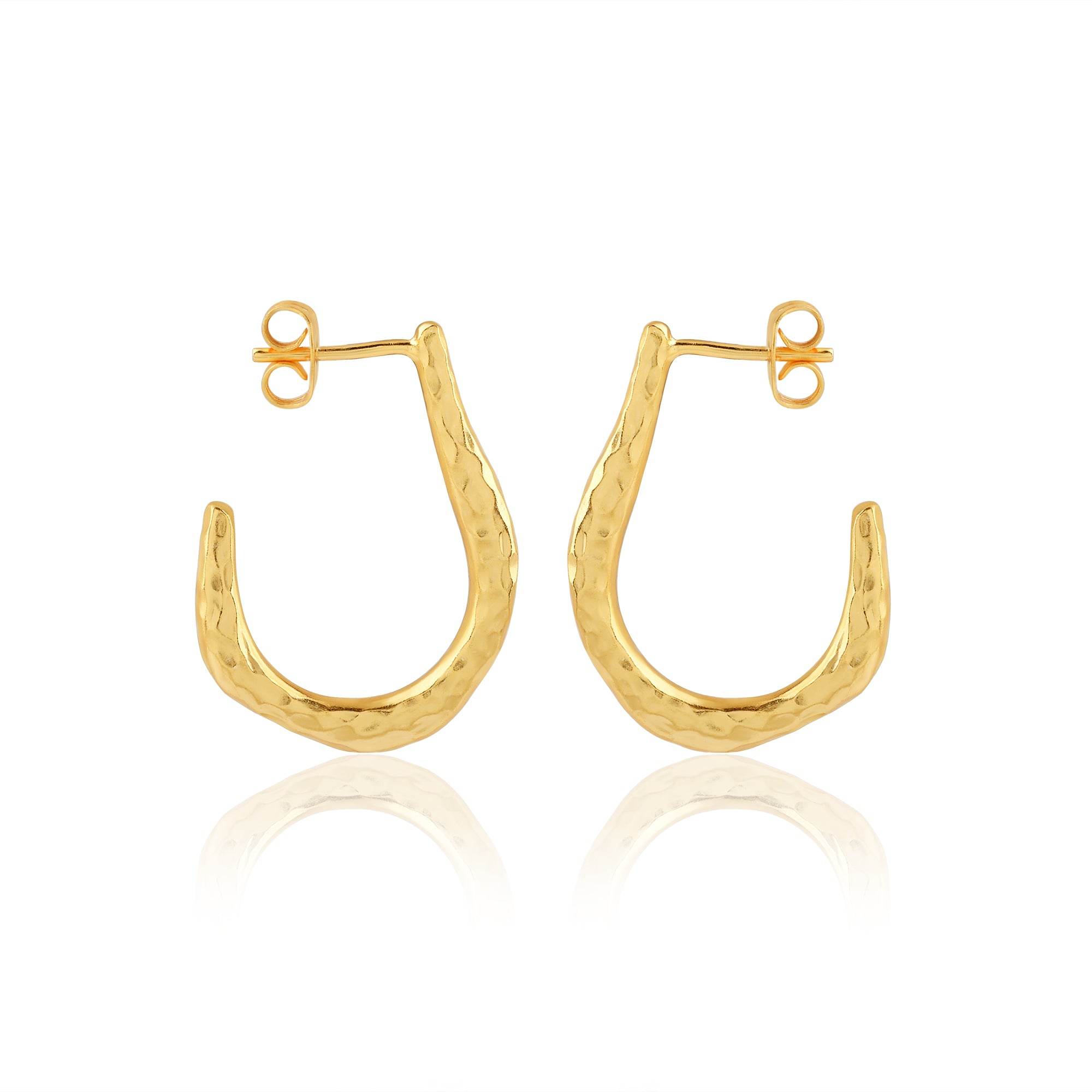 Hammered Drop shape Hoop Earrings - La Vitá Jewels