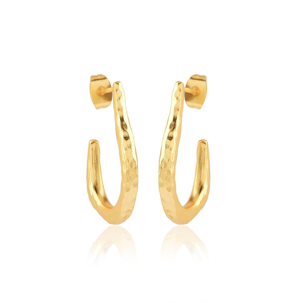 Hammered Drop shape Hoop Earrings - La Vitá Jewels