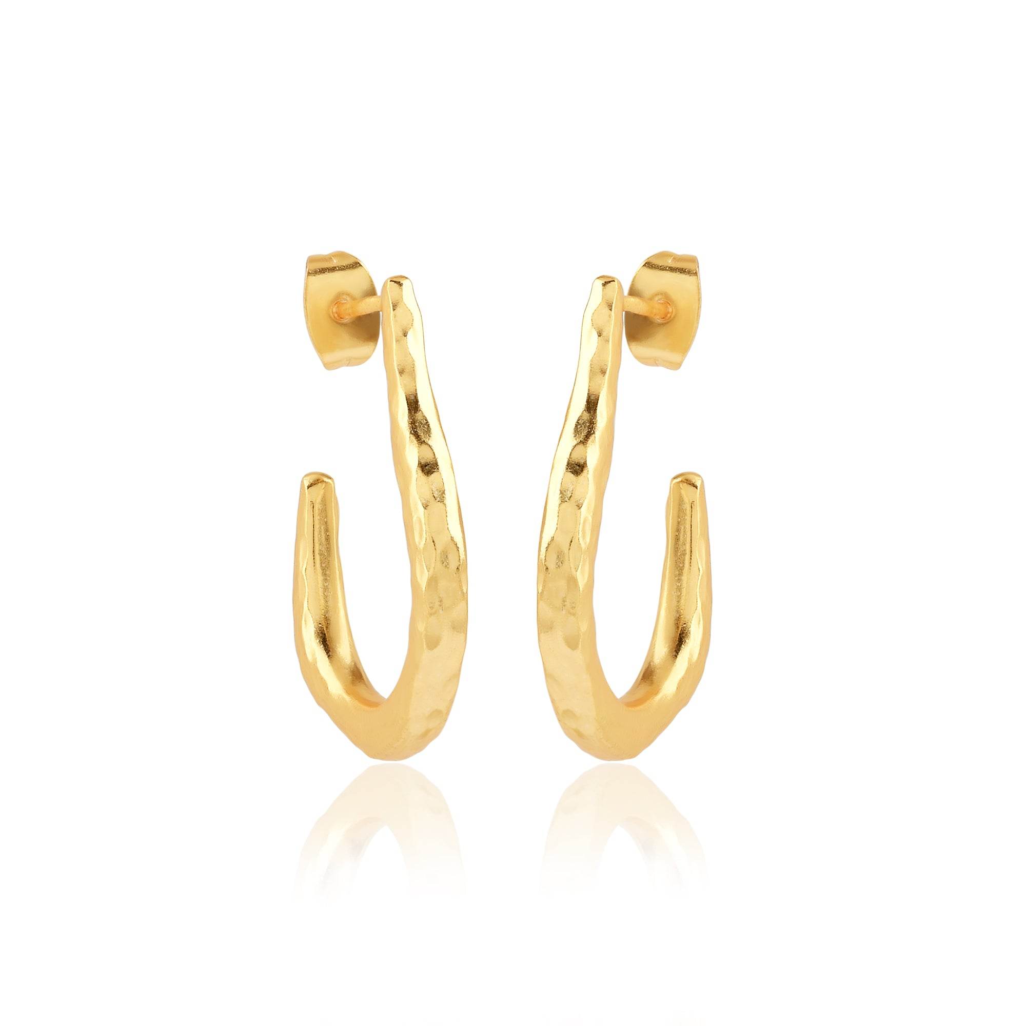 Hammered Drop shape Hoop Earrings - La Vitá Jewels