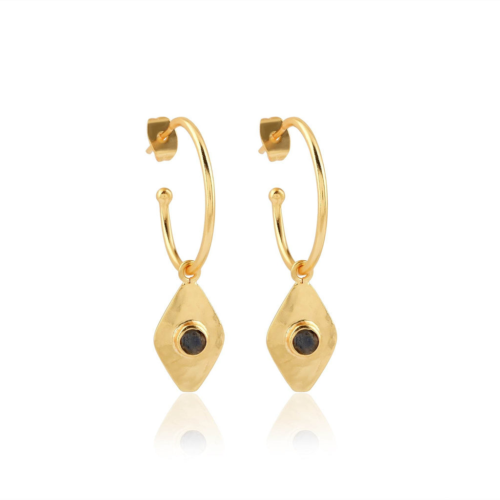 Dainty Labradorite Hoop Earrings - La Vitá Jewels