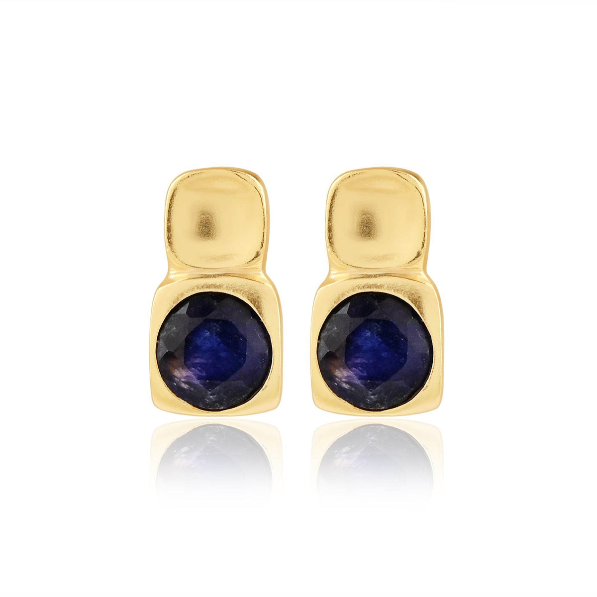 Blue Sapphire Post Earrings - La Vitá Jewels
