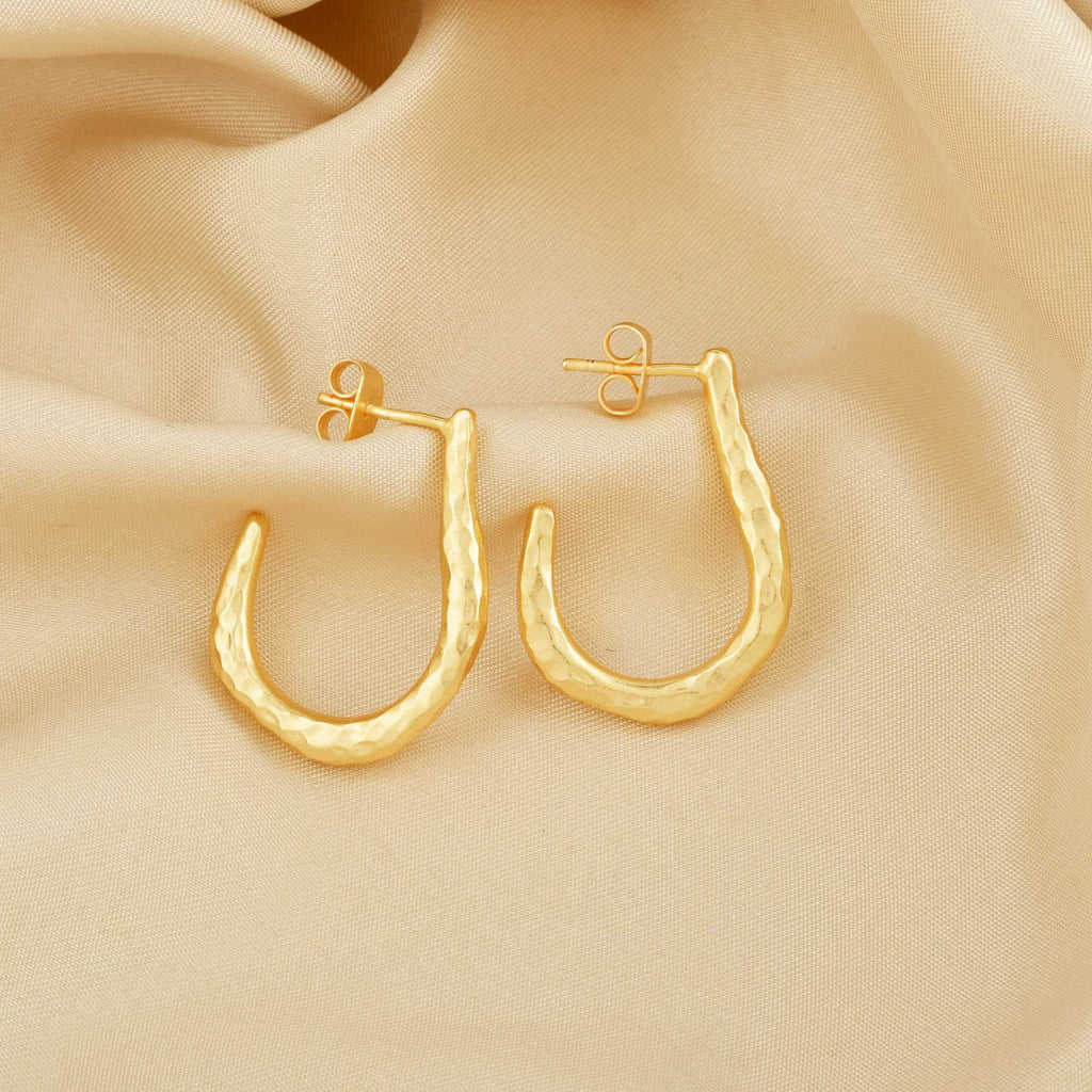 Hammered Drop shape Hoop Earrings - La Vitá Jewels