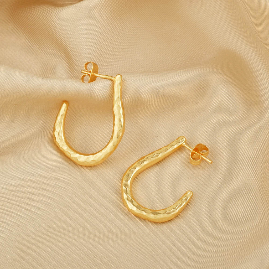 Hammered Drop shape Hoop Earrings - La Vitá Jewels