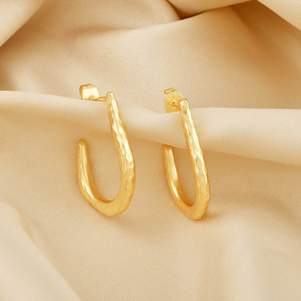 Hammered Drop shape Hoop Earrings - La Vitá Jewels