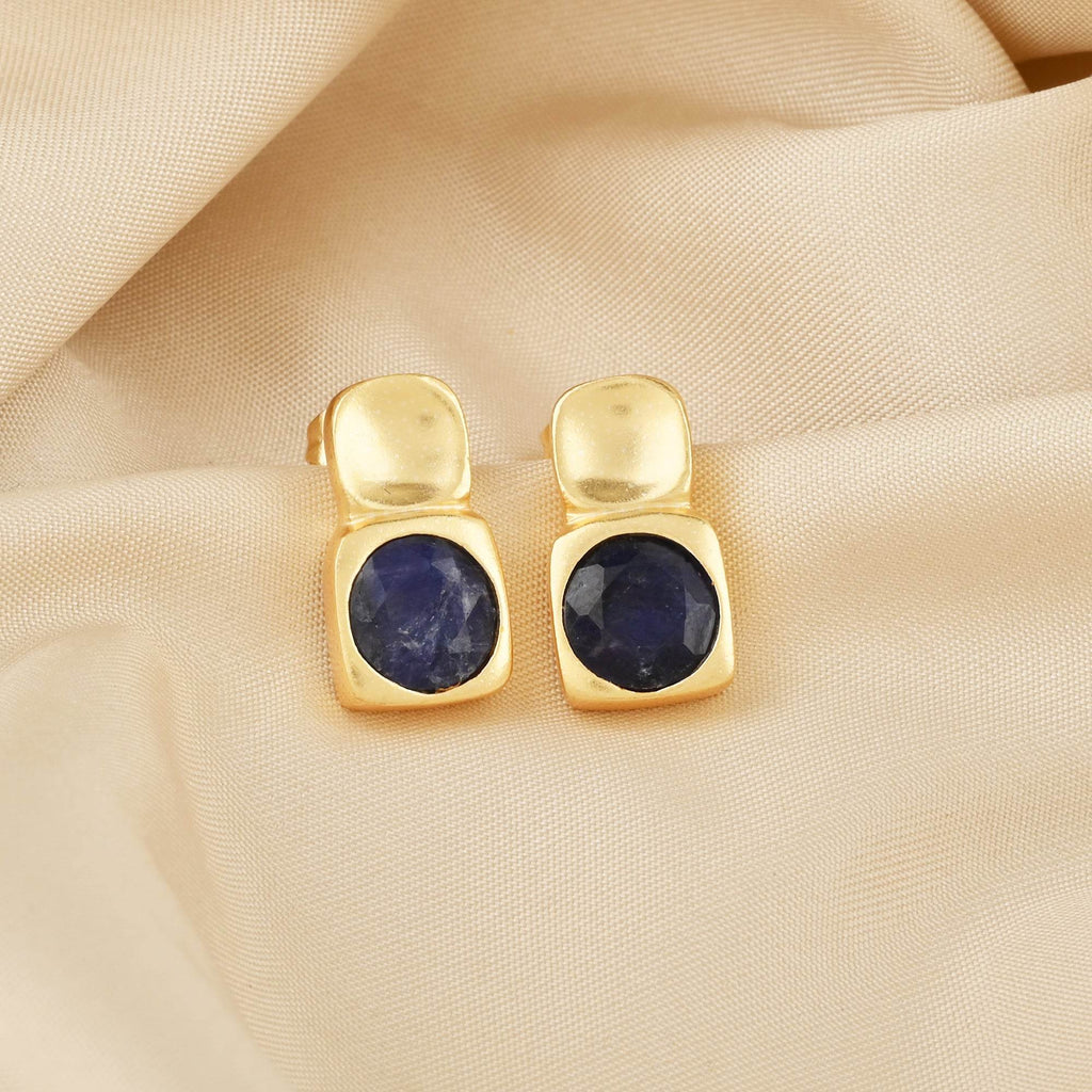 Blue Sapphire Post Earrings - La Vitá Jewels