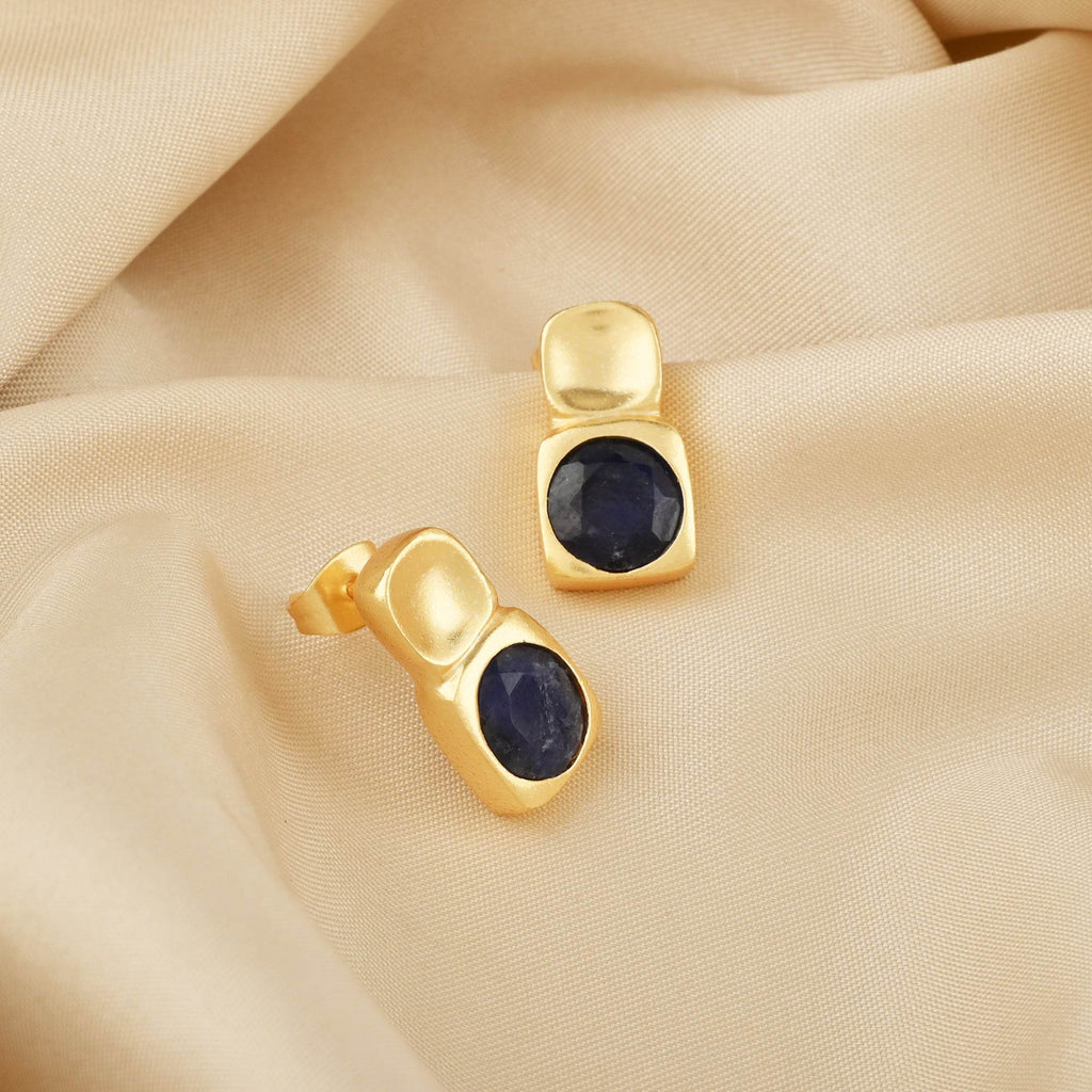 Blue Sapphire Post Earrings - La Vitá Jewels