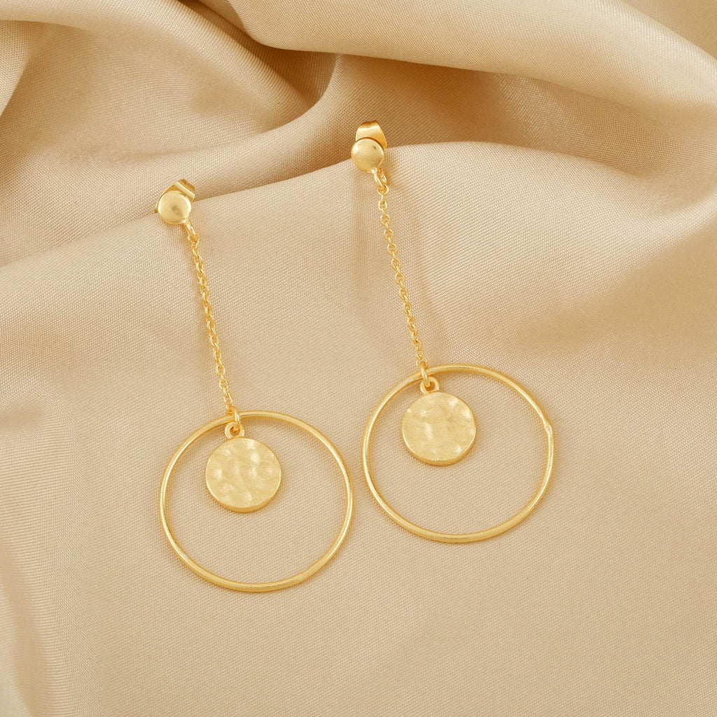 Circle Space Textured Earrings - La Vitá Jewels