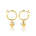Aqua Chalcy, Pearl with Round Disc Hoop Earrings - La Vitá Jewels